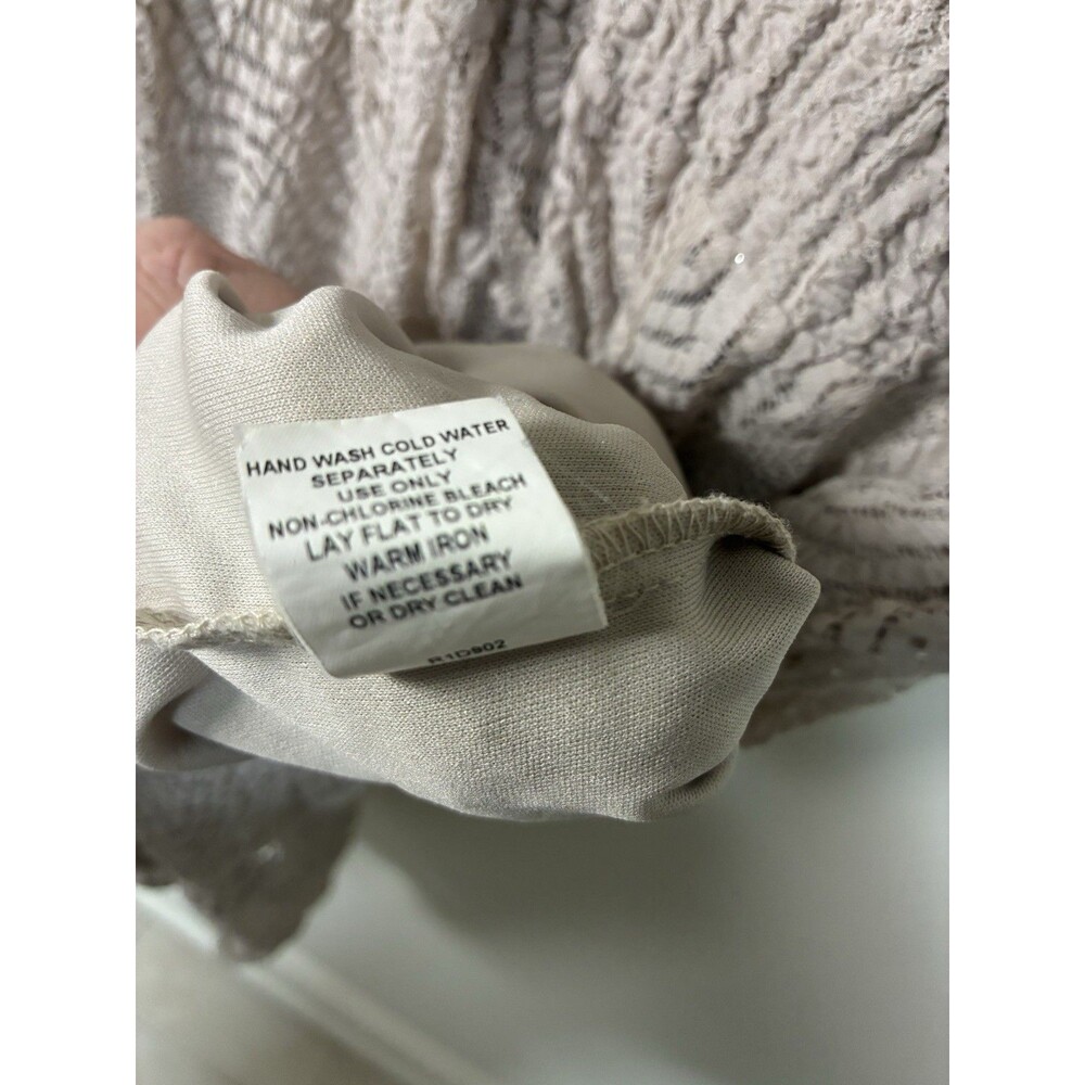 Rabbit Rabbit Rabbit Designs Midi Dress Sleeveless V-NeckTan Lace Stretchy L - Picture 12 of 13